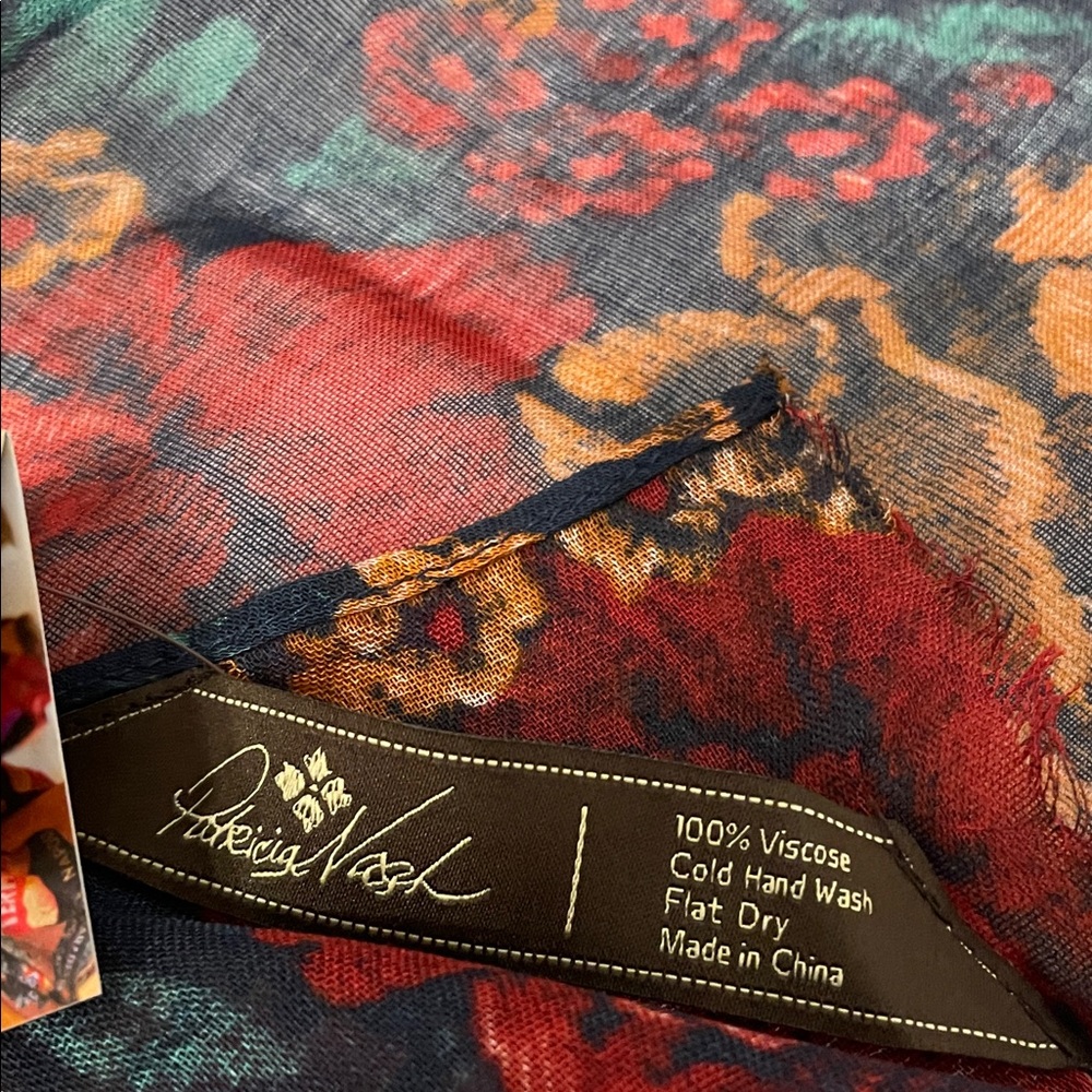 Patricia Nash Floral Shear Tapestry Scarf - Red, Blue, Gold - Picture 10 of 15